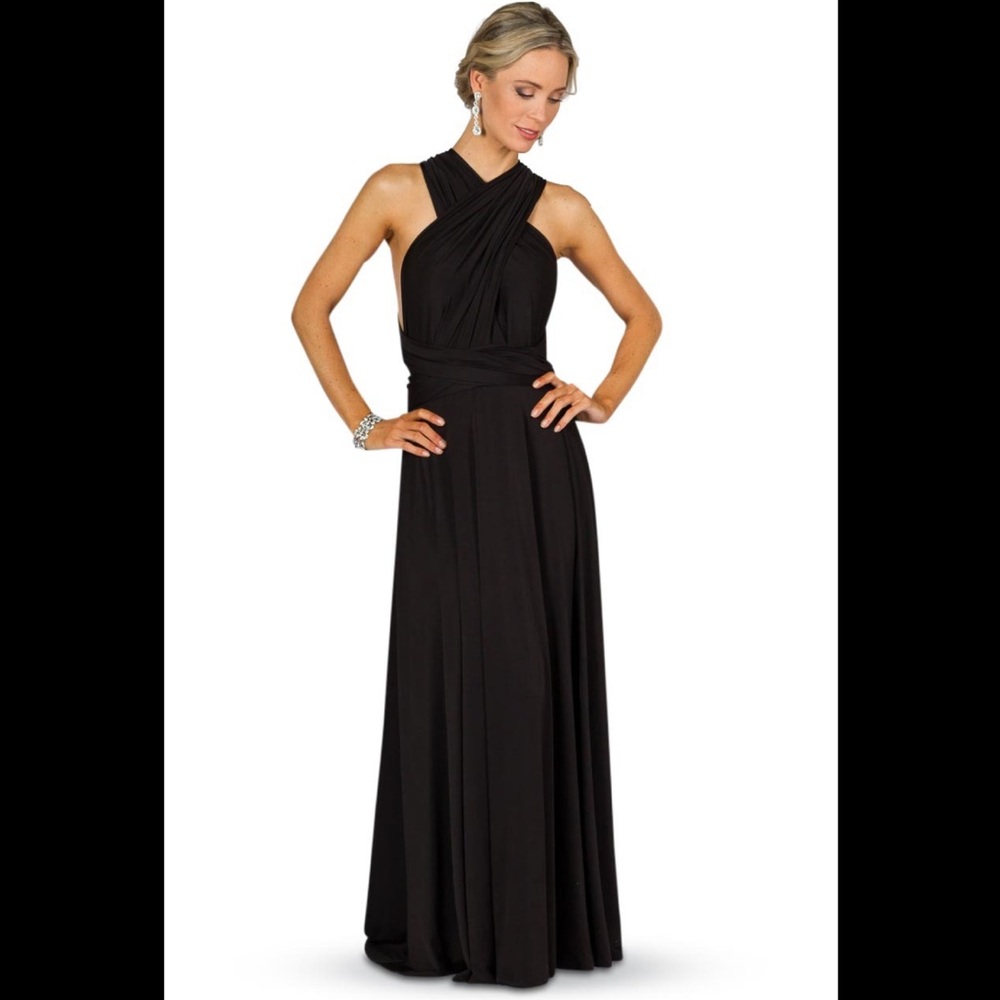 AVA Infinity Dress or Convertible Dress, Black, maxi length, spandex, Size 10 - Picture 4 of 15